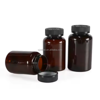 Bouteille en plastique PET de qualité alimentaire, ambre noir, 150 cc, pour compléments vitaminiques, capsules, pilules, avec bouchon de sécurité pour enfants