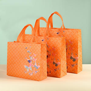 Bolso de mano de esquina redonda reutilizable personalizado al por mayor, bolso de compras no tejido, bolso de mano morado ecológico, bolso no tejido - Product Image 3