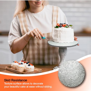 Base de gâteau en carton ondulé double, imprimée, blanche et rose, pour Noël, 6 mm, 12 mm d'épaisseur, 10 rondes, avec logo personnalisé - Product Image 3