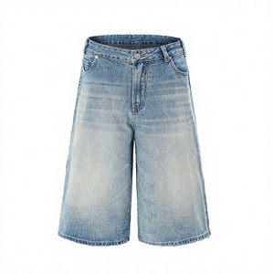 Shorts en jean vintage pour hommes, coupe droite, respirants, en coton délavé, style streetwear, taille mi-haute, pour la mode urbaine - Product Image 2