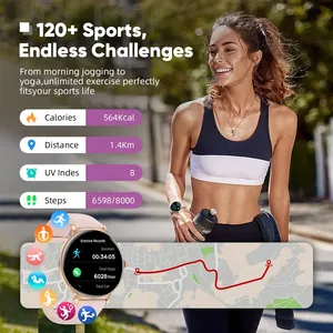 Montre connectée pour femmes, gestion menstruelle, étanche, appels sans fil Android, fréquence cardiaque, boîtier or rose, acier inoxydable, vente en gros - Product Image 5