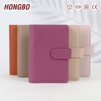 Hongbo Meilleure vente 35 couleur A6 galet cuir Budget reliure à anneaux avec fermeture éclair Fly feuille disponible comme couverture de Journal Portable