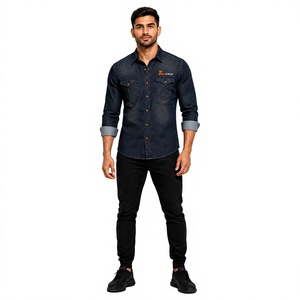 Camisas de mezclilla para hombre al por mayor, camisas casuales personalizadas con botones, camisas de trabajo de mezclilla de algodón de manga larga, fabricante de camisas de moda. - Product Image 1