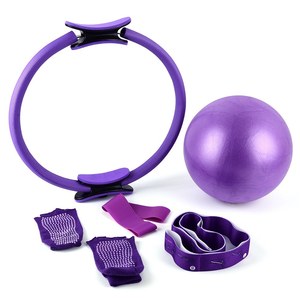 Pilates — ensemble d'exercice de Yoga, 5 pièces, avec anneaux circulaires de 16.5 pouces, boucle de résistance pour bandes extensibles, chaussettes antidérapantes pour la musculation, Pilates - Product Image 1