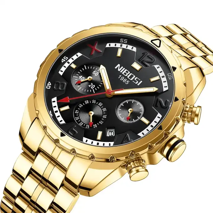 NIBOSI 2538 Original marque hommes affaires montre-bracelet calendrier 12/24 heures horloge en acier inoxydable étanche hommes montre à Quartz