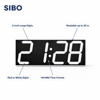 Reloj de Pared Digital LED de 6 Pulgadas, Sincronización de Hora por Red WiFi NTP, Pantalla de 4 Dígitos, Atenuación Automática, Relé de Alarma para Oficina, Fábrica, Escuela