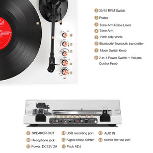 AUDMIC Platine DLB-003 Tourne-disque Vintage Audio Technica Vinyle Bluetooth Cartouche Électrique <span class=keywords><strong>Phono</strong></span> Préampli Enregistrement Externe - Product Image 5