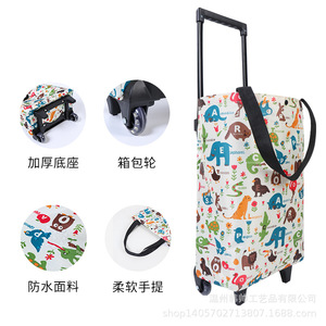 Folding Shopping <b>Trolley</b> With 4 PU Wheels Telescopic Handle Waterproof Fabric For Grocery Transport - Product Image 1