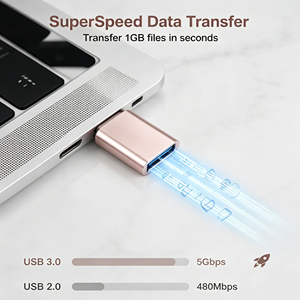 อะแดปเตอร์ USB เป็น USB C ความเร็ว 5Gbps USB 3.0 OTG สีโรสโกลด์ อะลูมิเนียม ตัวแปลง Type C แบบเสียบใช้งานได้ทันที สำหรับ <span class=keywords><strong>iPhone</strong></span> 16 Samsung iPad Galaxy แล็ปท็อป - Product Image 3