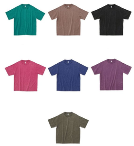 Camiseta de Algodón 100% Lavada con Ácido, Estilo Vintage con Logotipo Personalizado, Camiseta Estampada, Camiseta de Punto Holgada con Efecto Desgastado - Product Image 4