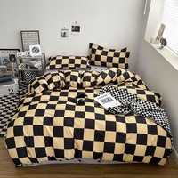 En Gros Luxe Spot Coton Aloe Parure de Lit 4 Pièces Marron Blanc Taille King Housse de Couette Drap de Lit