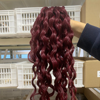 Extensions de cheveux naturels Remy de qualité supérieure, couleur vin rouge, ondulations profondes, doux, fluides, brillants et lisses, tissage à la main