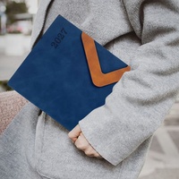 Agenda de luxe A5 2027 avec logo personnalisé, couverture rigide en cuir, journal quotidien, cadeau d'entreprise, reliure cousue