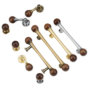 LEGDIS French Style Cabinet Handle Walnut Wood Round Ball Zinc Alloy Durable Wardrobe <b>Door</b> <b>Knob</b> Single Hole - Product Image 3