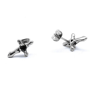 yunnique Silver Cross <b>Stud</b> <b>Earrings</b> With Diamond Inlay Claw Setting For Men And Women Fashion Jewelry - Product Image 2