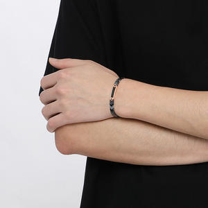 Özel kazınmış paslanmaz çelik gül altın zincir bağlantı bilezik bilek bandı manşet bilezik hematit taş ve ayarlanabilir zincir ile - Product Image 6