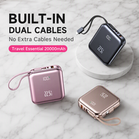 Angepasste Mini Tragbare 10000 mAh Li-Polymer Akku Powerbank mit Eingebautem Geflochtenen Kabel PD 22,5W Schnellladung LED-Anzeige Typ-C