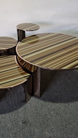 Table basse minimaliste italienne en acier inoxydable, combinaison ronde en verre trempé, design haut de gamme personnalisé, maison moderne simple