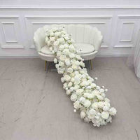 Weiße Kaskaden-Kunstblumen-Girlande Lange Hängende Seidenrosen-Tischblumenreihe Hochzeitsgang Sofa-Blumen