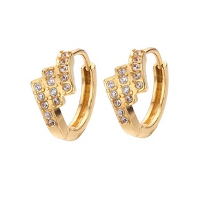 Pendientes de Aro de Acero Inoxidable Chapados en Oro de 18K, Geométricos con Circonita, Joyería de Moda, Pendientes Huggie Modernos para Mujer, Excelente Idea de Regalo - Product Image 1