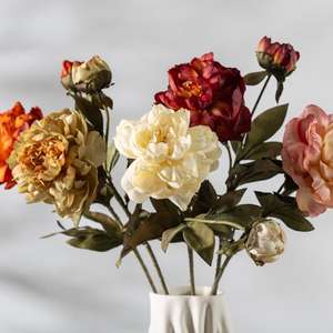 Fleurs artificielles personnalisées de style chinois réaliste, pivoine-phénix, imperméables, cadeau d'affaires pour Noël, Nouvel An chinois - Product Image 2