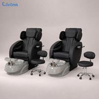 Fauteuil de pédicure en cuir personnalisé de luxe pour salon de manucure avec fonction de massage