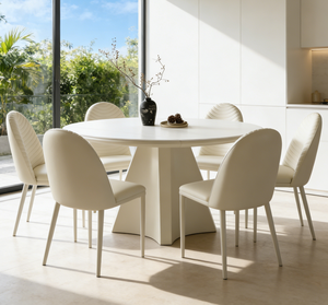 Tavolo <span class=keywords><strong>da</strong></span> Pranzo Moderno Rotondo Allungabile in Legno con Piano in MDF Bianco Lucido per Casa, Hotel, Cucina, Arredamento Salvaspazio - Product Image 5