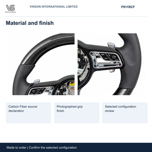 Volant en fibre de carbone pour PORSCHE 911 Open Center Configuration sélectionnée P911BCF - Product Image 3