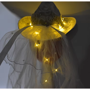 Manwu Tùy Chỉnh <span class=keywords><strong>LED</strong></span> Ánh Sáng Trắng Cô Dâu Hat Veil Phụ Nữ Phong Cách Phương Tây Cowgirl Hat Cho Các Bên Cử Nhân Cho Cảnh Ngoài Trời - Product Image 2