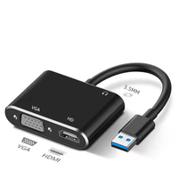 Convertisseur USB 3.0 vers VGA+HDMI avec prise en charge audio - Compatible Windows 11/Mac/Linux