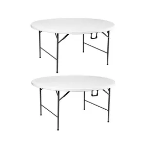 Üreticileri doğrudan yuvarlak katlanır masalar satış katlanabilir Set yuvarlak plastik yemek masaları