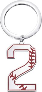 GREPAS GIFTS Porte-clés <span class=keywords><strong>baseball</strong></span> avec initiale, bijou numéro porte-bonheur <span class=keywords><strong>baseball</strong></span>, maillot de <span class=keywords><strong>baseball</strong></span>, pendentif inspirant 0-9 - Product Image 2