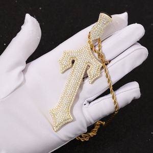 Fashion Ice Out <b>Cross</b> Pendant 925 <b>Sterling</b> <b>Silver</b> Gold Plated Round Moissanite Hip Hop <b>Cross</b> Pendant for Twisted.<b>Necklace</b> - Product Image 5