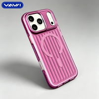 VAWI B338 Coque de téléphone magnétique antichoc en PC ondulé tendance pour iPhone 16 17 18 Pro Max, étui de protection étanche