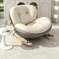 Fauteuil à bascule Tenghang Nordic Eggshell, fauteuil individuel pour salon, fauteuil inclinable de détente, fauteuil paresseux, tissu technique rembourré