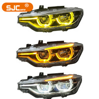 Feux avant LED SJC à trois couleurs pour BMW Série 3 F30 F31 F35, Plug and Play, jaune ambre, blanc, DRL, mise à niveau, fond argenté