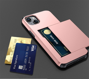 Custodia a portafoglio per <span class=keywords><strong>iPhone</strong></span> 15 con Slot per schede slide-out portafoglio porta carte di credito armatura per iPhone16 Pro Max custodia per cellulare - Product Image 2