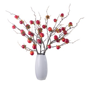 Rama de Fruta Artificial de Caqui Dorado, Color Rojo Anaranjado, Plástico, Decoración para Bodas, Manualidades, 9 Cabezas, Tamaño Pequeño - Product Image 5