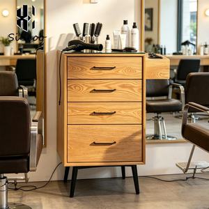 Premium Customizable Modern Design Durable Salon Mirror Station MDF Material Baking Paint Metal Hair Salon <b>Trolley</b> <b>Tool</b> Cabinet - Product Image 2