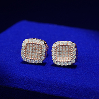 Venta Directa de Fábrica, Joyería Hip Hop de Moda, Aretes de Latón con Circonita y Diamantes para Mujeres y Hombres