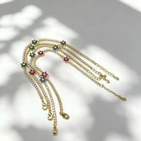 Bracelet tennis en laiton plaqué or 18 carats avec pétales en zircon cubique colorés, fermoir boîte, bijoux pour femmes