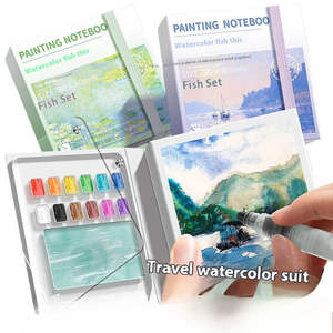 Giorgione Portable 80*80mm Mini tampon d'<span class=keywords><strong>aquarelle</strong></span> de voyage 50 feuilles bloc de papier à <span class=keywords><strong>dessin</strong></span> avec Palette de couleurs acryliques - Product Image 3