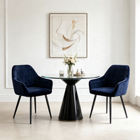 Fauteuil moderne en velours capitonné avec pieds en métal noir pour la maison, l'appartement et l'hôtel
