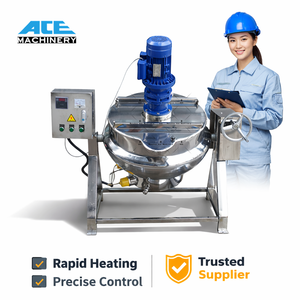 Chaudière industrielle électrique à vapeur de 1000 L pour la fabrication alimentaire, avec agitateur et grattoir - Product Image 1