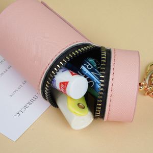 New Fashion Cylindrical Lipstick <b>Holder</b> Stylish Minimalist Change <b>Wallet</b> <b>Holder</b> Portable Pu Leather Lipstick Pouch for Women - Product Image 2