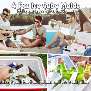 2024 Offre Spéciale 4 pièces réutilisable Silicone grand froid plongeant bain refroidisseurs étoile ronde bloc de glace Cube plateau moule pour congélateur congélation - Product Image 4