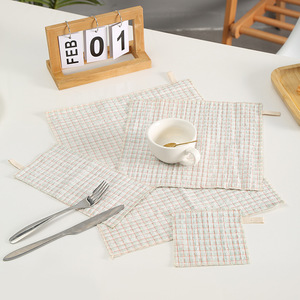 Fabric <b>Placemat</b> Set 4 Pieces <b>Rectangle</b> Flax Reusable Modern Style Table Mats For Home Picnic Western Dining - Product Image 1