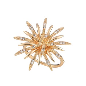 Anillos de Servilleta de Lujo de Aleación de Hierro con Diseño de Diamantes y Fuegos Artificiales, Girasol Dorado, Ecológicos y Duraderos, Decoraciones para Bodas, en Stock - Product Image 6