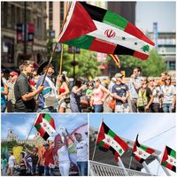 Flagnshow 90x150 cm Imperméable 100% Polyester Palestine Liban Iran Syrie Drapeau