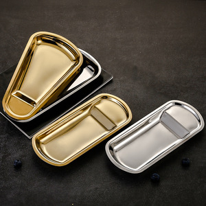 Stainless Steel Serving Tray Gold Silver Rectangular Elegant Design For Snacks Buffet Barbecue - Product Image 4